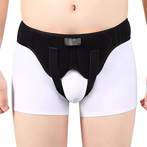 DYHQQ Cinturón de Hernia para Hombres Braguero de Soporte de Hernia para Hernia inguinal o Deportiva Individual/Doble con 2 Almohadillas de compresión extraíbles Material Transpirable,L