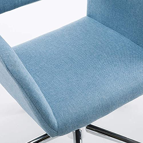 DYR Silla de Oficina de Escritorio giratoria, Silla de computadora Ajustable en Altura Asiento de Tela de Lino con Ruedas de 360 ​​Grados y apoyabrazos, Azul (Azul)