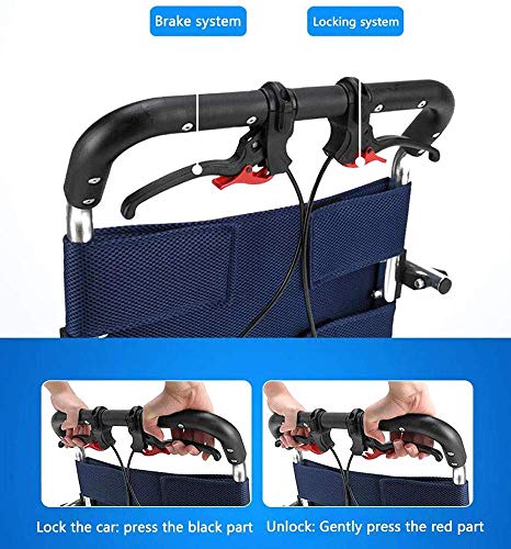 DYR Silla de Ruedas de Viaje Liviana Que se pliega, Carro de aleación de Aluminio con Brazos y Frenos de Mano Ajustables Silla de Ruedas autopropulsada para Personas Mayores con discapacidad (Rojo)