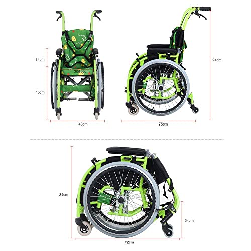 DYR Silla de Ruedas Plegable para niños, Silla de Transporte, Silla de Ruedas Ligera, sillas de Ruedas autopropulsadas, Silla de Viaje, Silla de Ruedas con Carrito