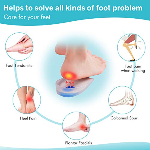 Dyroe 2 pares de almohadillas de gel para talones,1 pares Protector de Talon,almohadillas de silicona para talones para la fascitis plantar,Espolones En el Talón y Dolor de Amortiguador(El hombre)