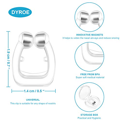 Dyroe Dilatador Nasal Anti Ronquidos 4 Pack [Versión 2021], Nose Clip Silicona con Imán Mejora la Respiración Nariz Clip para Ayudar a Dormir Mejor Antironquidos para el Ejercicio