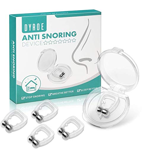 Dyroe Dilatador Nasal Anti Ronquidos 4 Pack [Versión 2021], Nose Clip Silicona con Imán Mejora la Respiración Nariz Clip para Ayudar a Dormir Mejor Antironquidos para el Ejercicio