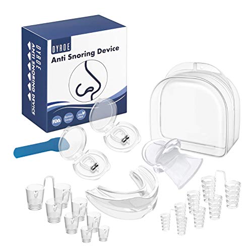 Dyroe Dispositivos Anti Ronquidos 4 in 1,8pcs Dilatador Nasal,2pcs Clips Nasales Magnéticos,Retenedor de lengua y Férula de dientes para Ayudar a Dormir Mejor,Dejar De Roncar