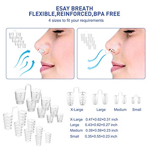 Dyroe Dispositivos Anti Ronquidos 4 in 1,8pcs Dilatador Nasal,2pcs Clips Nasales Magnéticos,Retenedor de lengua y Férula de dientes para Ayudar a Dormir Mejor,Dejar De Roncar