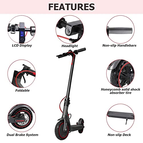 E- SCOOTER Patinete eléctrico H7 con Certificado CE para Adultos, Patín 350W, Scooter Plegable en aleación de Aluminio, 6Ah 36V, Doble Sistema de Freno y Control de Crucero,Luces,Display