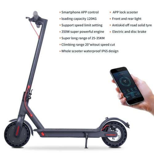 E- SCOOTER Patinete eléctrico H7 con Certificado CE para Adultos, Patín 350W, Scooter Plegable en aleación de Aluminio, 6Ah 36V, Doble Sistema de Freno y Control de Crucero,Luces,Display