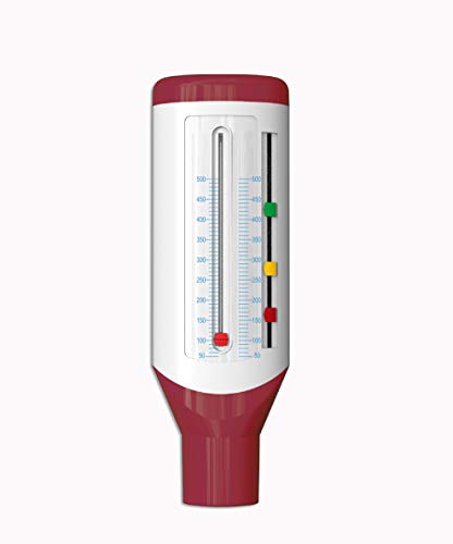 Easy Peak Flow Meter para que el niño controle la función pulmonar | Medidor de flujo espiratorio | Rango bajo para niños | Incluya instrucciones & indicadores codificados por colores