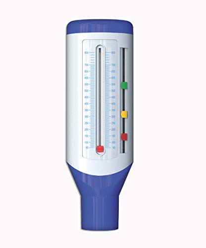 Easy Peak Flow Meter para que un adulto controle la función pulmonar | Medidor de flujo espiratorio | Gama estándar para adultos | Incluya instrucciones - indicadores codificados por colores