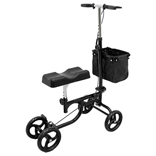 ECD Germany Andador Rodilla Scooter Ayuda para Discapacitados Muletas Alternativa para Pierna Rota Lesiones en el Pie Cirugía de Tobillos Entrenamiento para Recuperación Ajustable con Cesta y Frenos