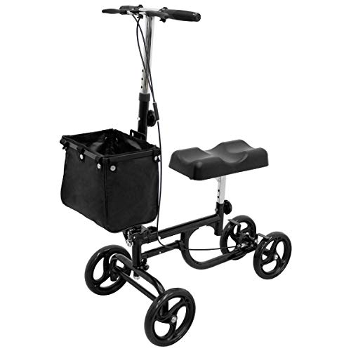 ECD Germany Andador Rodilla Scooter Ayuda para Discapacitados Muletas Alternativa para Pierna Rota Lesiones en el Pie Cirugía de Tobillos Entrenamiento para Recuperación Ajustable con Cesta y Frenos