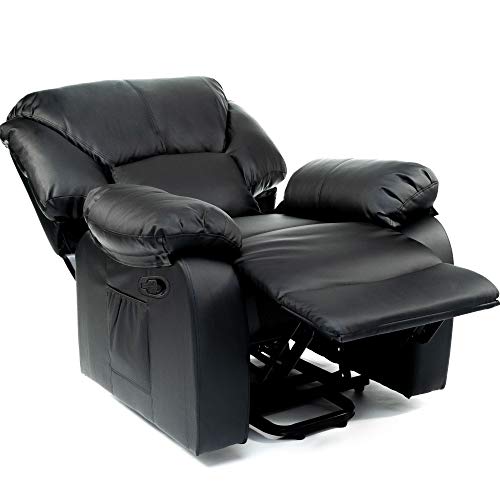 ECODE Sillón de Masaje Relax Monaco, 10 Vibromotores Ondulantes, Reclinación 160º, Función Calor, Programas Auto, Vibro Ondulación, A++, ECO-8590 (Negro)