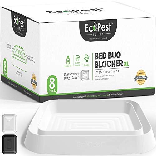 ECOPEST Interceptores de Chinches – Paquete de 8 | Bed Bug Blocker (XL) Trampas Interceptoras (Blanco)