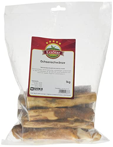 EcoStar Snack para perros, Rabo de toro 1 kg, 1 paquete (1 x 1 kg)