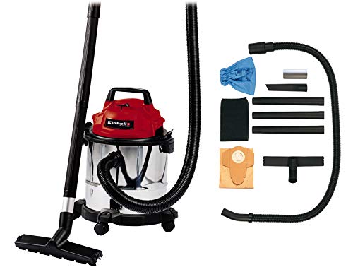 Einhell TC-VC 1812 S - Aspirador en seco y húmedo, 1250 W, 220-240 V, 50 Hz, 180 mbar, 78 dB (A), 12 l