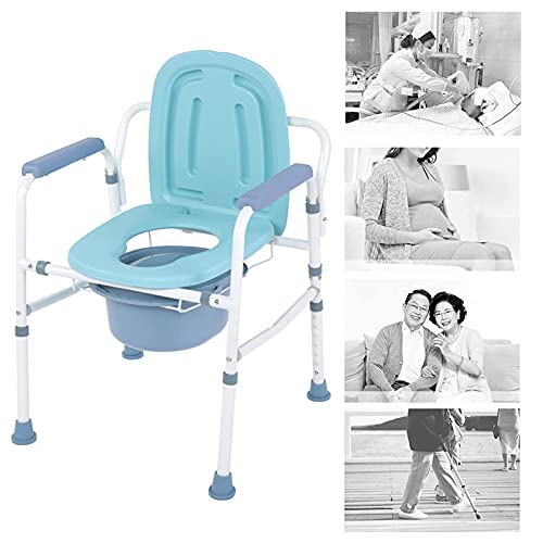 Ejoyous Silla con Orinal de cabecera, Inodoro Plegable y liviano, con Altura Ajustable, Silla de Inodoro para Ancianos, Inodoro con Orinal, comunicación de Inodoro portátil