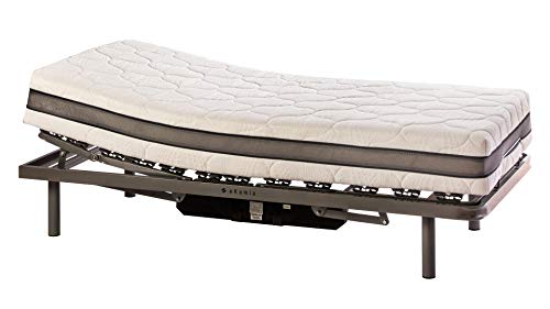 ekamia - Cama Articulada Eléctrica Eris + Colchón Hapi - 135cm x 190cm, Mando con Cable