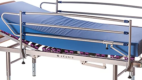 ekamia - Cama Geriátrica Eléctrica con Colchón Sanitario HR, Patas Regulables, Cabecero, Piecero y Barandilla - 105cm x 190cm