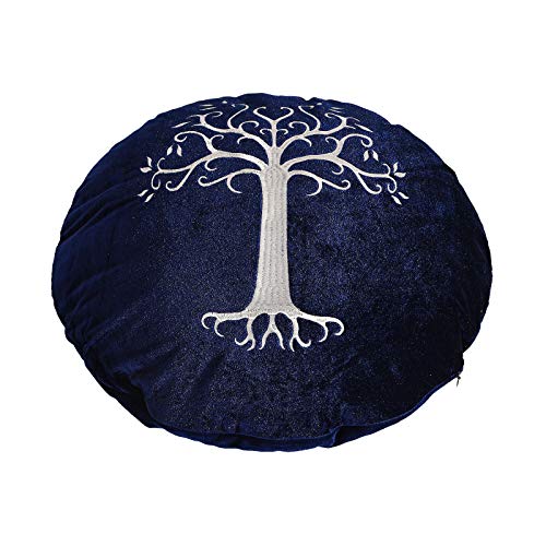 Elbenwald Lord of The Anillos Cojín del árbol Blanco de Gondor Motif Bordado Redondo Ø 43 cm Velvet Azul