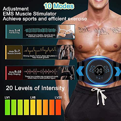 Electroestimulador Muscular Abdominales, Abdominales electroestimulacion USB Recargable ABS Trainer Ajustable EMS Ejercitador del Abdomen/Brazo/Piernas/Cintura para Masculino Femenino