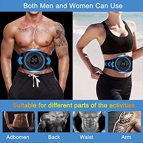 Electroestimulador Muscular Abdominales, Abdominales electroestimulacion USB Recargable ABS Trainer Ajustable EMS Ejercitador del Abdomen/Brazo/Piernas/Cintura para Masculino Femenino