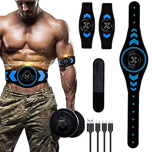 Electroestimulador Muscular Abdominales, Abdominales electroestimulacion USB Recargable ABS Trainer Ajustable EMS Ejercitador del Abdomen/Brazo/Piernas/Cintura para Masculino Femenino