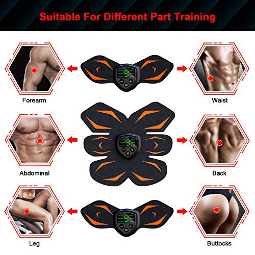 Electroestimulador Muscular, Abdominales Cinturón, Estimulador Muscular Abdominales, Masajeador Eléctrico Cinturón con USB, EMS Ejercitador del Abdomen/Brazo/Piernas/Cintura (Hombre/Mujer)