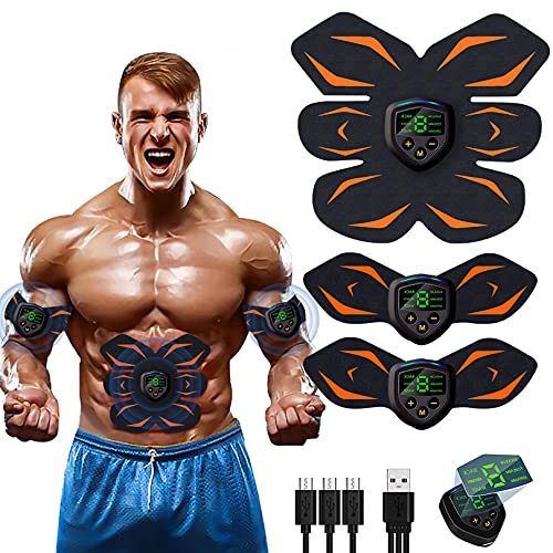 Electroestimulador Muscular, Abdominales Cinturón, Estimulador Muscular Abdominales, Masajeador Eléctrico Cinturón con USB, EMS Ejercitador del Abdomen/Brazo/Piernas/Cintura (Hombre/Mujer)