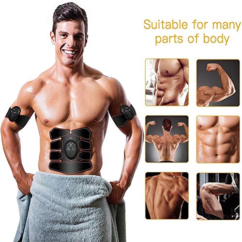 Electroestimulador Muscular Abdominales, Masajeador Eléctrico Cinturón,Estimulación Muscular Masajeador Eléctrico Cinturón Abdomen/Brazo/Piernas/Glúteos,Almohadillas de Gel 10pcs