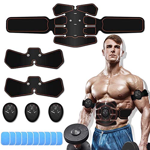 Electroestimulador Muscular Abdominales, Masajeador Eléctrico Cinturón,Estimulación Muscular Masajeador Eléctrico Cinturón Abdomen/Brazo/Piernas/Glúteos,Almohadillas de Gel 10pcs