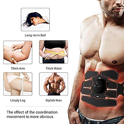 Electroestimulador Muscular Abdominales, Masajeador Eléctrico Cinturón,Estimulación Muscular Masajeador Eléctrico Cinturón Abdomen/Brazo/Piernas/Glúteos,Almohadillas de Gel 10pcs