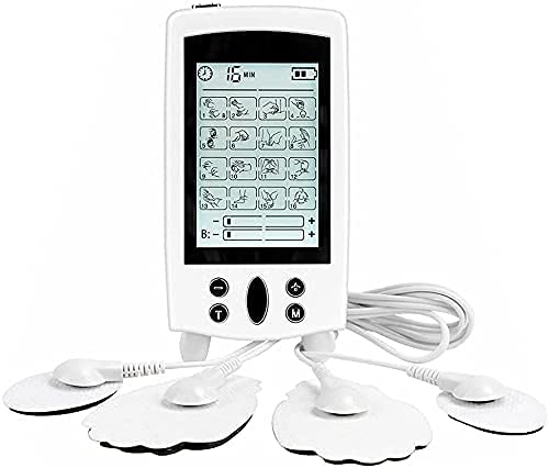 Electroestimulador Muscular de 16 Modos, con función TENS, EMS y Masaje, para aliviar el Dolor Muscular y Fortalecer los músculos, 2 Canales, 20 Niveles de Intensidad, 6 electrodos