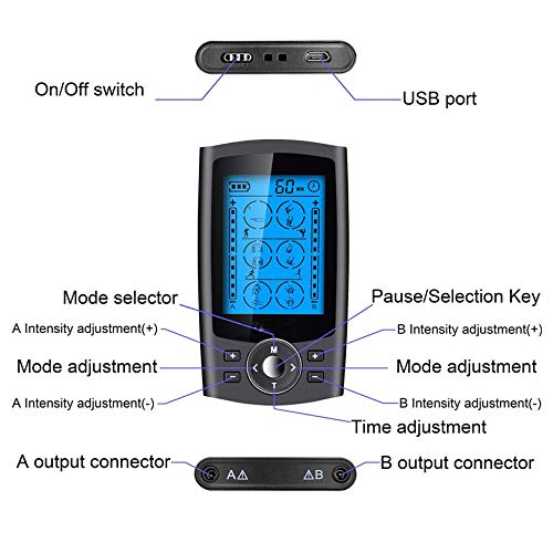 Electroestimulador TENS y electroestimulación muscular Rehabilitación EMS Masajes para el alivio del dolor 24 Programas, para aliviar el dolor muscular y el fortalecimiento muscular, masaje