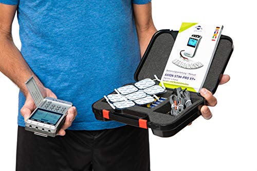 Electroestimulador TENS y electroestimulador muscular EMS stim-pro X9+ axion | EMS y TENS electroestimulador combinado con 4 canales y 8 electrodos tens ems