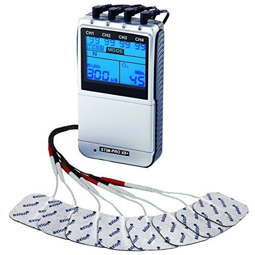 Electroestimulador TENS y electroestimulador muscular EMS stim-pro X9+ axion | EMS y TENS electroestimulador combinado con 4 canales y 8 electrodos tens ems