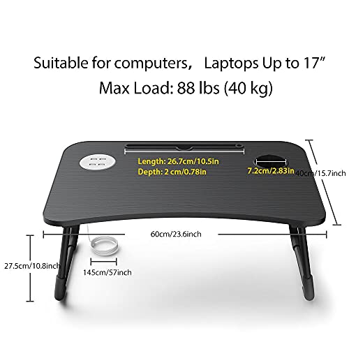 Elekin Mesa Plegable para portátil multifunción con Soporte USB y Taza para sofá pequeño Regalo (lámpara de Mesa pequeña, Ventilador pequeño)