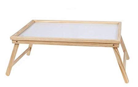 EM Home Bandeja para Cama Plegable, mesita para desayunos con Patas Plegables (Madera), 50x31x21 cm