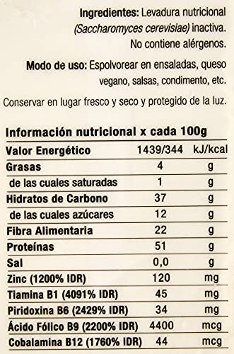 Energy Feelings | Levadura Nutricional en Copos con Vitamina B12 | Vegana | Sin Gluten | 250g