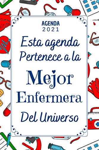 Enfermera AGENDA 2021: Regalo enfermera cumpleaños original , Agenda 2021 Semana vista A5 , 12 meses , una Semana en dos Páginas , Diario Organizador Planificador