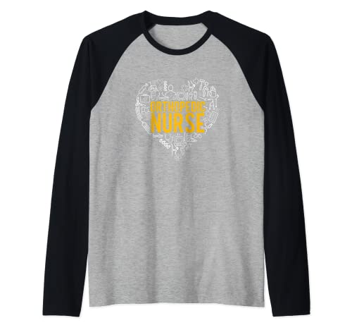 Enfermera ortopédica corazón orto enfermería estudiante RN Camiseta Manga Raglan