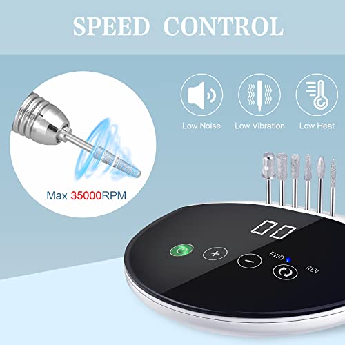 ENGERWALL Torno para Uñas Profesional, Pulidor Limado Profesional Uñas con Botones Táctiles y Pantalla HD LED Digital, 35.000 RPM Versión Mejorada, para Torno Manicura y Pedicura Gel o Acrilicas