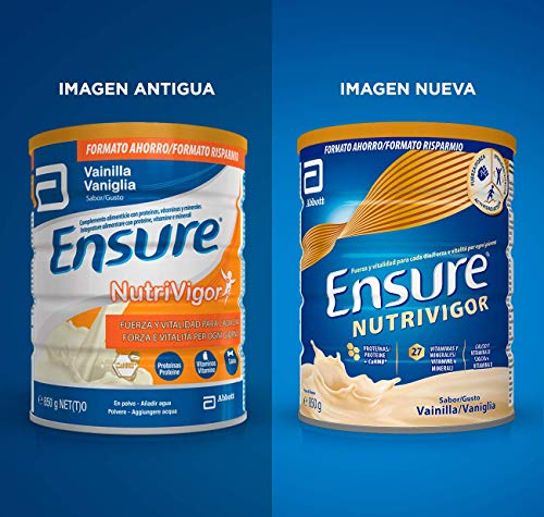 Ensure Pack de 2 NutriVigor Complemento Alimenticio con Proteínas, Vitaminas y Minerales, Sabor Vainilla - 850 gr + 400 gr