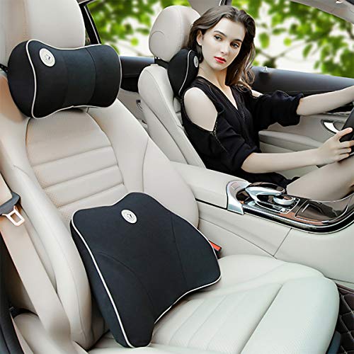 Ergocar Ortopédico Almohada de Cuello - Cojín de Asiento para Coche para Alivio de Dolor de Espalda & Cuello, Cojín para Casa, Oficina, Coche, Viajes (Almohada de Cuello, Negro)