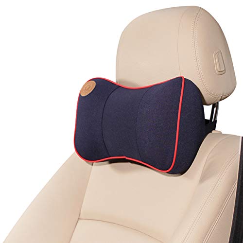 Ergocar Ortopédico Almohada de Cuello - Cojín de Asiento para Coche para Alivio de Dolor de Espalda & Cuello, Cojín para Casa, Oficina, Coche, Viajes (Almohada de Cuello, Azul)