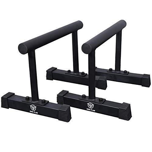 Eric Flag Parallettes Push-Up Grips - Barras Paralelas Calistenia Acero Alta Calidad Elevation Bars de Estabilidad Optima Equipamiento Gimnasia, Calistenics, Street Workout, Peso Corporal