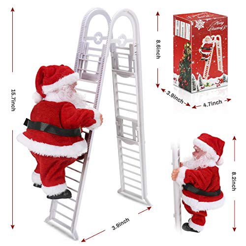 Escalera de escalada de Papá Noel, decoraciones navideñas Juguete eléctrico de la Que Sube de Papá Noel,Campanas Musicales eléctricas Escalera de Escalada Juguete de Papá Noel, Juguete de estatuilla