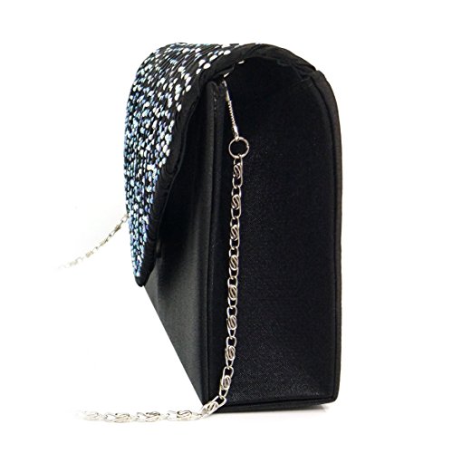 EssVita Noche Boda Nupcial Fiesta Embrague Bolso para mujeres Diamantes Escarchado Sobre Bolso Bolsas de hombro Negro