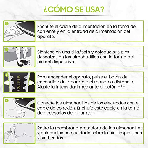 Estimulador Circulatorio Eléctrico - Mejora Circulación Piernas, Masajeador Impulsos Eléctricos, Alivia El Dolor, Electroestimulador Muscular Piernas y Cuerpo, Control Remoto 99 niveles intensidad