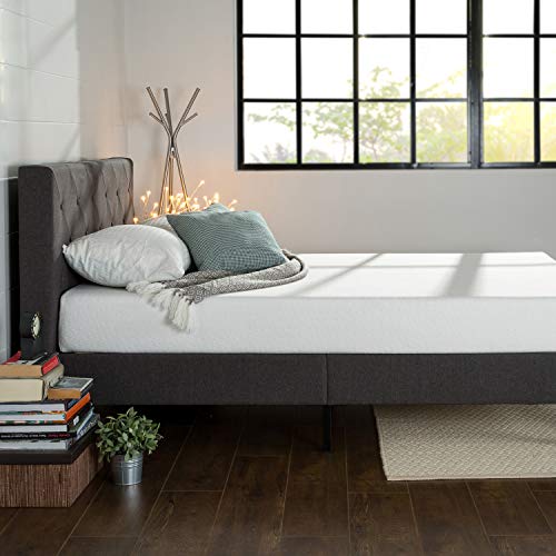 Estructura de cama tapizada ZINUS Shalini de 35 cm | Base para colchón | Soporte de láminas de madera | Para adultos, niños, adolescentes | Montaje sencillo | 90 x 190 cm | Gris oscuro