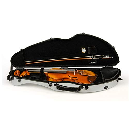 Estuche De Violin Higrómetro de luz fuerte Hidrómetro blanco y correa de hombro Caja de violín 4/4 Caja de violín de fibra de carbono mixta Bolsa Ligera Para Violín ( Color : White , Size : 4/4 )